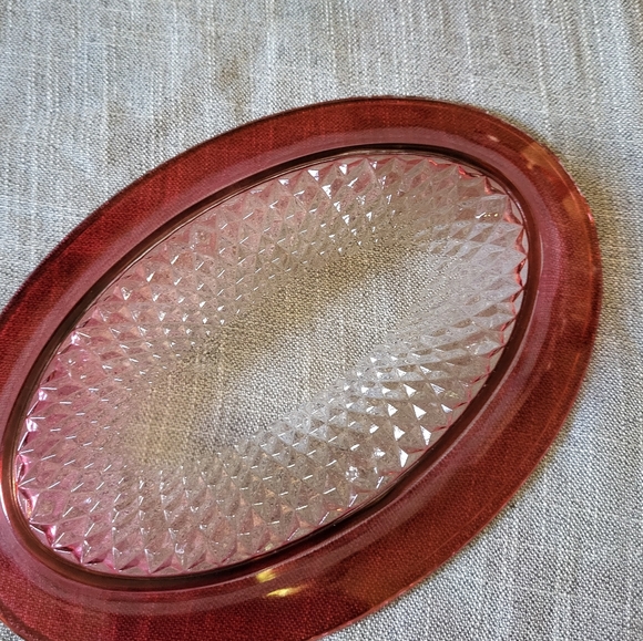 🎄Vintage Indiana Glass Butter Dish, 60s Ruby Flash/Cranberry glass diamondpoint - Picture 11 of 16